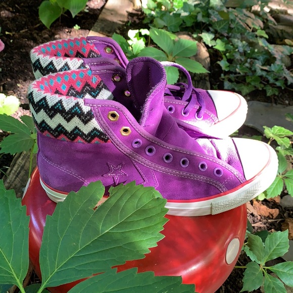Converse Shoes - Suede purple converse high tops size 6.5